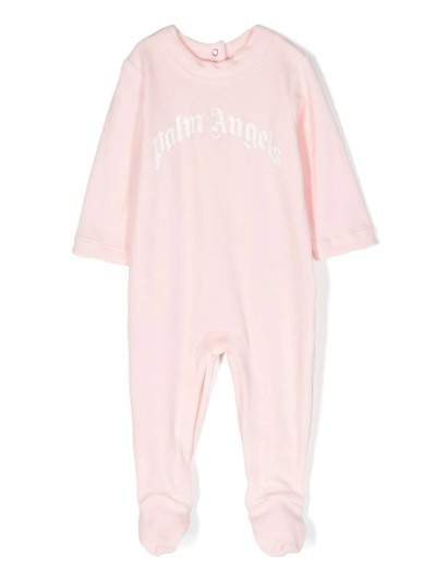 Palm Angels Logo-print Babygrow In Pink