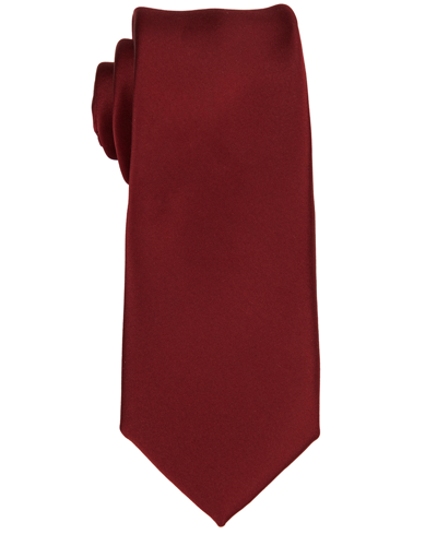 Construct Men's Satin Solid Extra Long Tie In Red Velvet