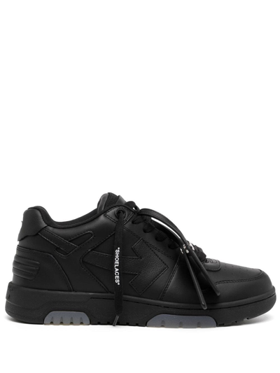 Off-white Men's Out Of Office Leather Low-top Sneakers In Black/black