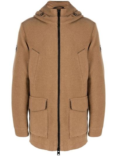 Woolrich Padded Hooded Coat In Brown