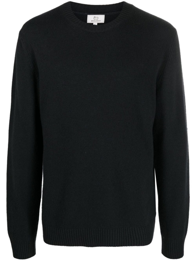 Woolrich Virgin Wool Crew-neck Jumper In Black