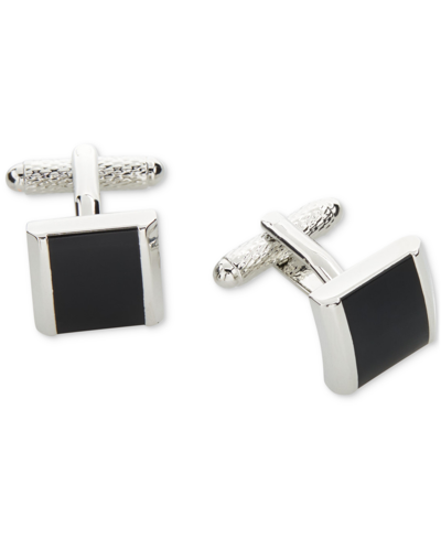 Perry Ellis Portfolio Men's Black Square Cufflinks In Gunmetal