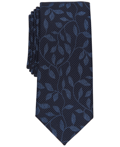Alfani Men's Melange Vine Slim Tie, Created For Macy's In Navy