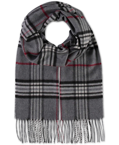 V Fraas Men's Classic Plaid Cashmere Scarf In Grey