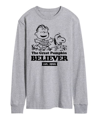 Airwaves Men's Peanuts Great Pumpkin Believer Fleece T-shirt In Gray
