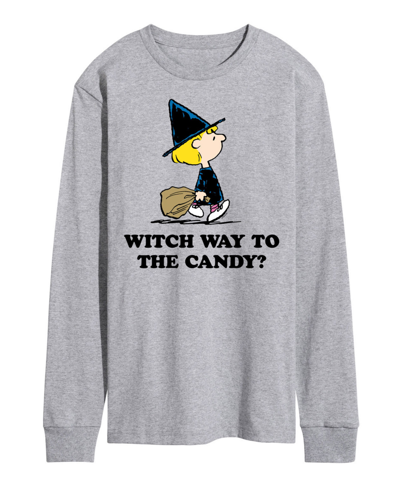 Airwaves Men's Peanuts Witch Way To Candy Fleece T-shirt In Gray