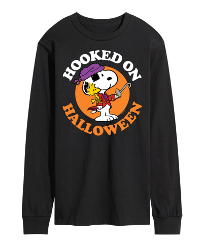 Airwaves Men's Peanuts Hooked On Halloween Fleece T-shirt In Black