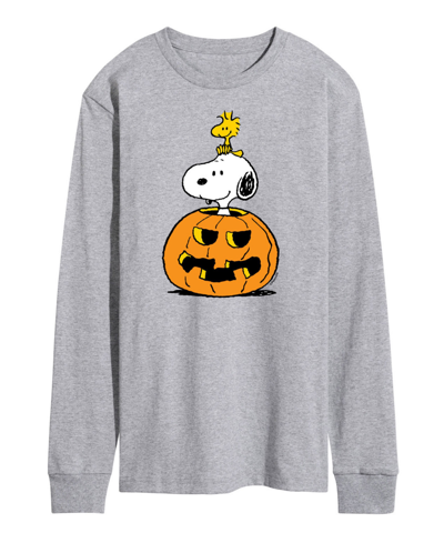 Airwaves Men's Peanuts Snoopy Pumpkin Fleece T-shirt In Gray
