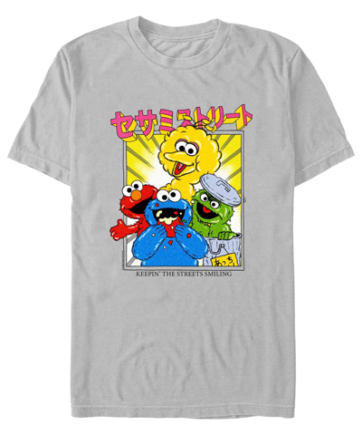 Fifth Sun Men's Sesame Street Anime Streets Short Sleeve T-shirt In Silver-tone