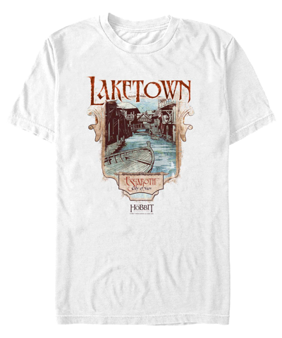 Fifth Sun Men's The Hobbit 2 Lake-town Location Poster Short Sleeve T-shirt In White