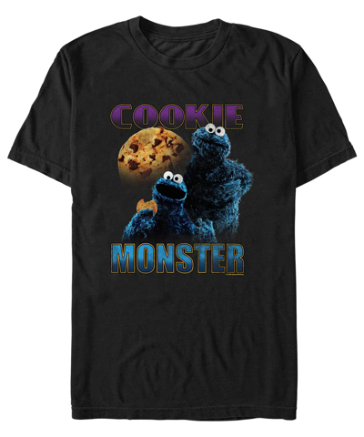 Fifth Sun Men's Sesame Street Cookie Highlight Short Sleeve T-shirt In Black