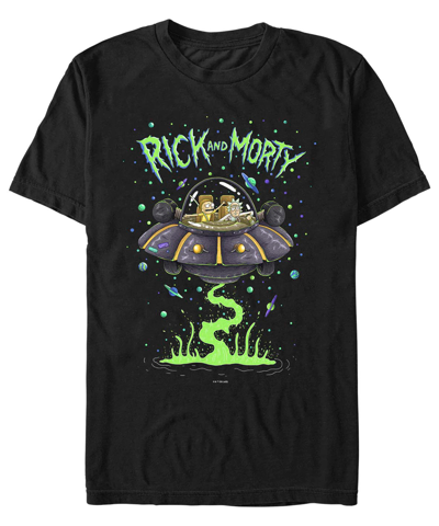 Fifth Sun Men's Rick And Morty Spaceship Takeoff Short Sleeve T-shirt In Black