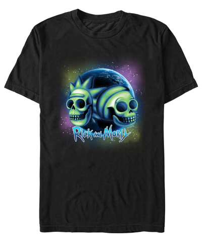 Fifth Sun Men's Rick And Morty Space Skulls Short Sleeve T-shirt In Black