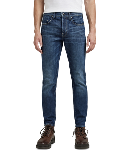 G-star Raw Men's Skinny-fit Whiskered Blue Jeans In Worn In Stratus