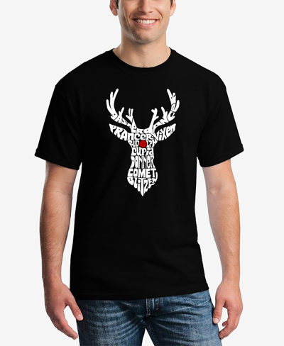 La Pop Art Men's Santa's Reindeer Premium Blend Word Art T-shirt In Black