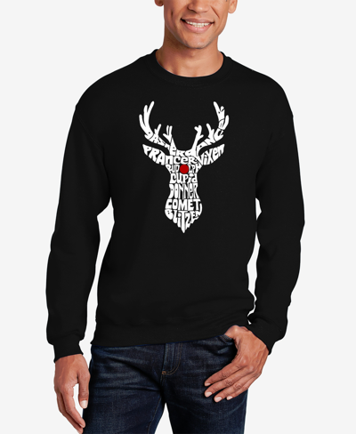 La Pop Art Men's Santa's Reindeer Word Art Long Sleeve T-shirt In Black