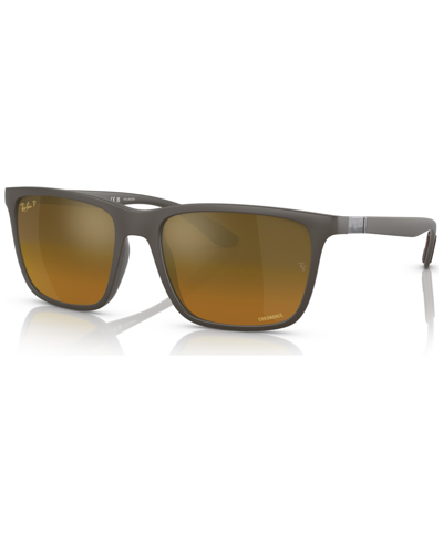Ray Ban Men's Polarized Sunglasses, Rb4385 In Matte Brown