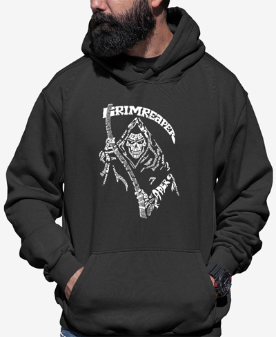 La Pop Art Men's Grim Reaper Word Art Hooded Sweatshirt In Dark Gray
