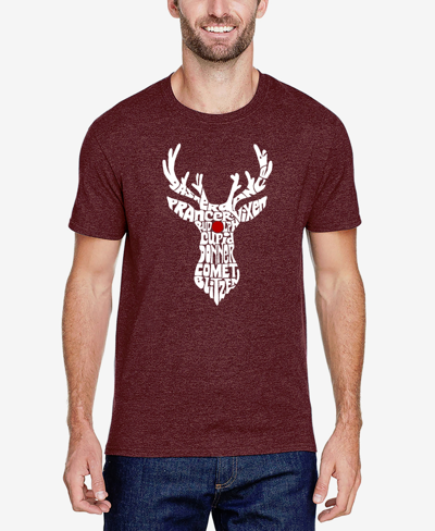 La Pop Art Men's Santa's Reindeer Premium Blend Word Art T-shirt In Burgundy