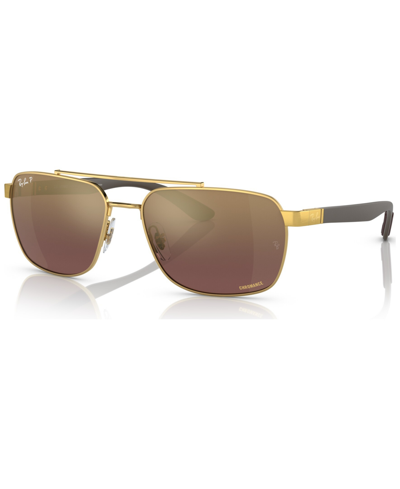 Ray Ban Men's Polarized Sunglasses, Rb370159-yzp In Gold-tone