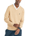 Nautica Men's Navtech Performance Classic-fit Soft V-neck Sweater In Coastal Camel Heather