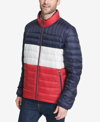 Tommy Hilfiger Men's Quilted Puffer Jacket, Created For Macy's In Mid/ice/red Combo (muf)