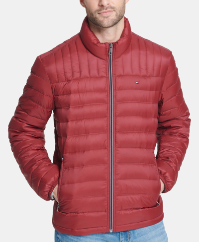 Tommy Hilfiger Real Down Packable Puffer Jacket In Red Pepper