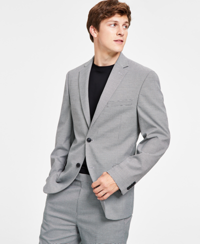 Alfani Men's Slim-fit Black & White Pattern Suit Jacket, Created For Macy's In Light Grey