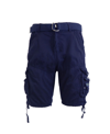 Galaxy By Harvic Men's Belted Cargo Shorts With Twill Flat Front Washed Utility Pockets In Navy