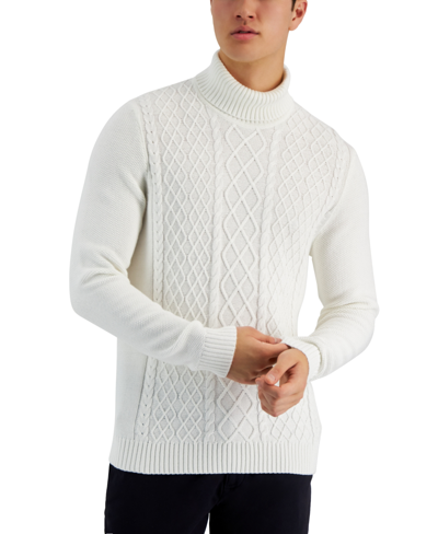 Club Room Men's Chunky Turtleneck Sweater, Created For Macy's In Winter Ivory