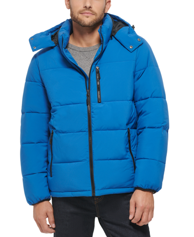 Club Room Men's Stretch Hooded Puffer Jacket, Created For Macy's In Blue