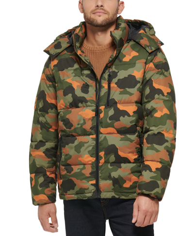 Club Room Men's Stretch Hooded Puffer Jacket, Created For Macy's In Camouflage