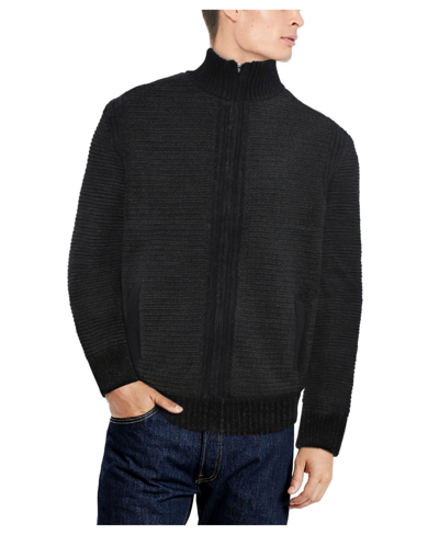 X-ray Men's Full-zip High Neck Sweater Jacket In Charcoal