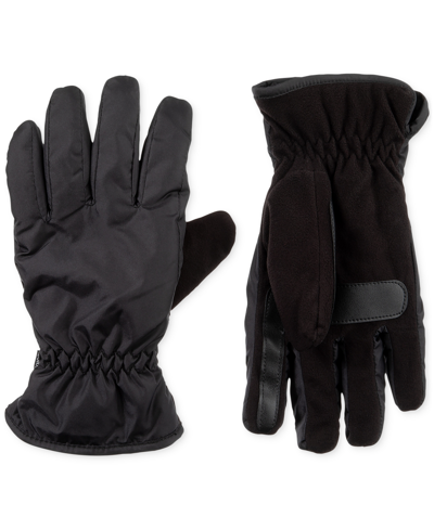 Isotoner Signature Men's Insulated Water-repellent Active Gloves In Black