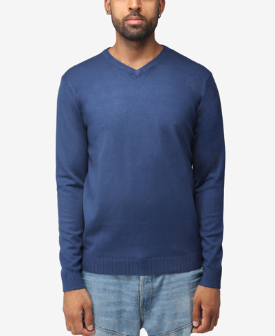 X-ray Men's Basic V-neck Pullover Midweight Sweater In Ink Blue