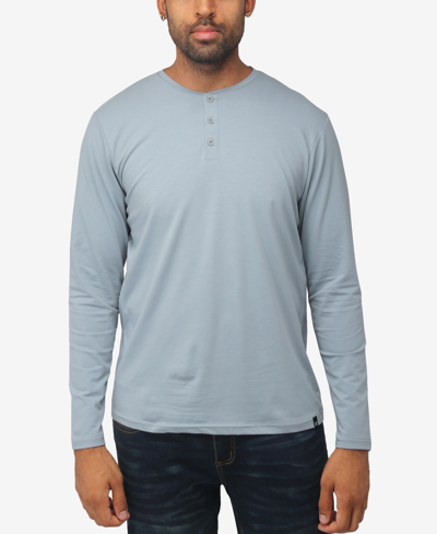 X-ray Men's Soft Stretch Henley Neck Long Sleeve T-shirt In Slate Blue