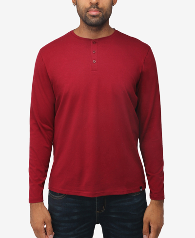 X-ray X Ray Long Sleeve Henley T-shirt In Burgundy