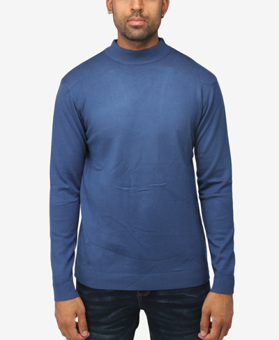 X-ray Men's Basice Mock Neck Midweight Pullover Sweater In Ink Blue