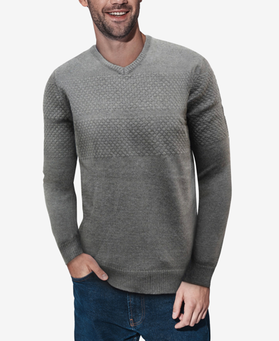 X-ray Men's V-neck Honeycomb Knit Sweater In Blue