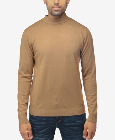 X-ray Men's Basice Mock Neck Midweight Pullover Sweater In British Khaki