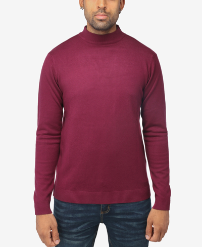 X-ray Men's Basice Mock Neck Midweight Pullover Sweater In Plum
