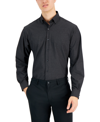 Alfani Men's Regular Fit Travel Ready Solid Dress Shirt, Created For Macy's In Deep Black