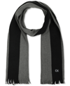 CALVIN KLEIN MEN'S THICK WOOL BLEND SIDE STRIPE LOGO SCARF