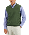 CLUB ROOM MEN'S SOLID V-NECK SWEATER VEST, CREATED FOR MACY'S