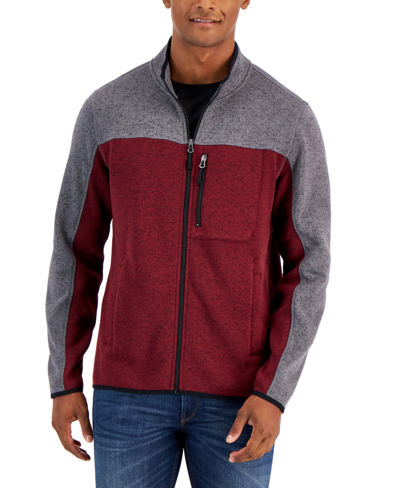 Club Room Men's Full-zip Fleece Sweater, Created For Macy's In Charcoal