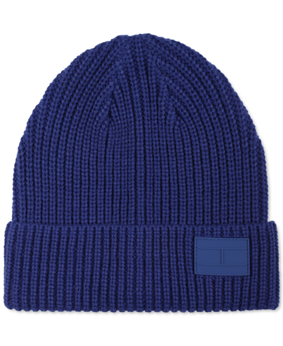 Tommy Hilfiger Men's Shaker Cuff Hat Beanie With Ghost Patch In Bold Blue