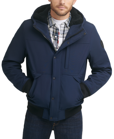 Levi's Men's Soft Shell Sherpa Lined Hooded Jacket In Midnight Navy