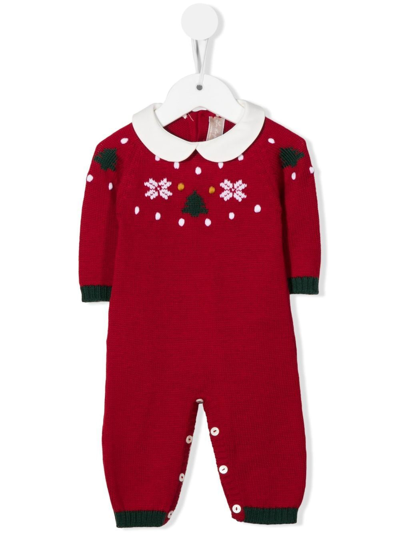 La Stupenderia Babies' Snowflake Intarsia-knit Pyjamas In Red