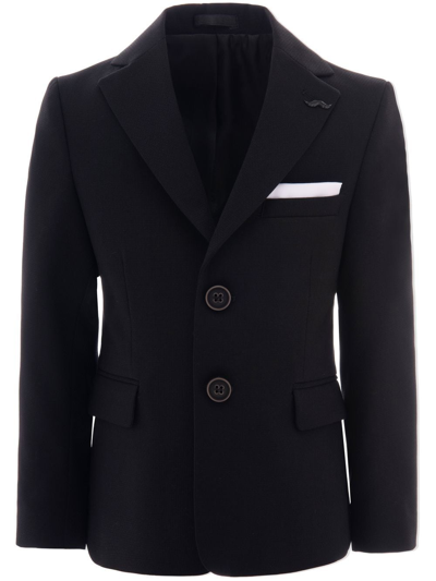 Moustache Kids' Peak-lapel Twill Blazer In Black