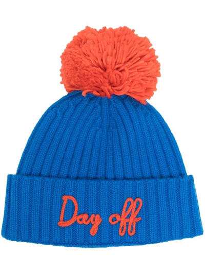 Mc2 Saint Barth Day Off Embroidered Pompom Beanie In Blau